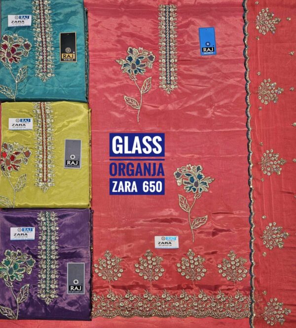 Raj Silk Mills Glass Top Nazneen Dupatta Unstitched Suits