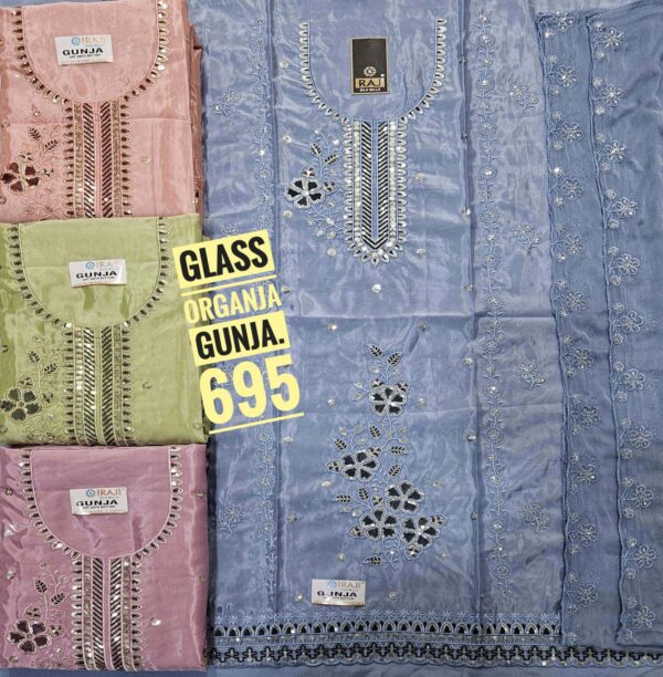 Raj Silk Mills Glass Top Nazneen Dupatta Unstitched Suits