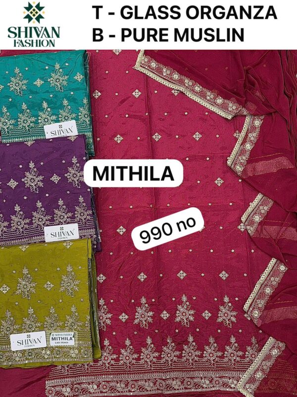 165666 Shivansh Glass Top Pure Chiffon Dupatta Unstitched Suits