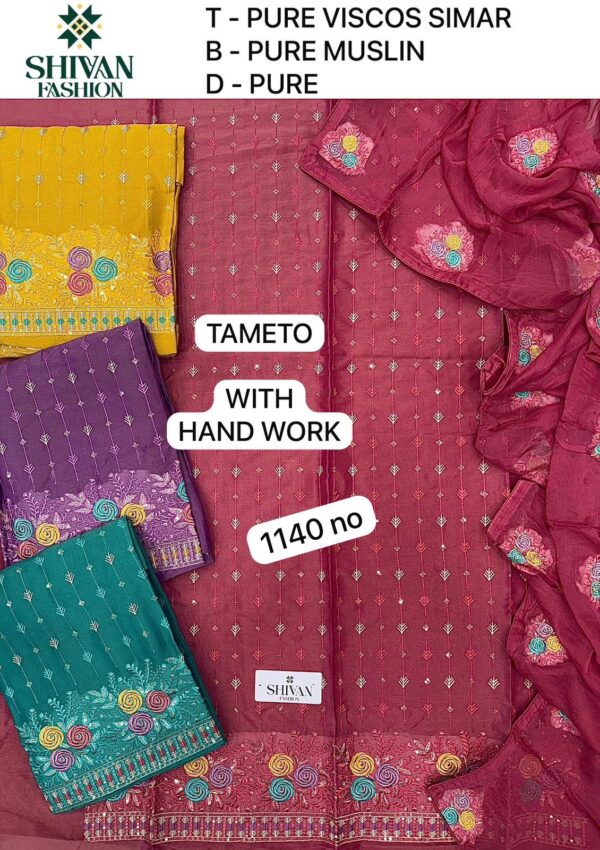 Shivansh Shimmer Top Pure Chiffon Dupatta Unstitched Suits