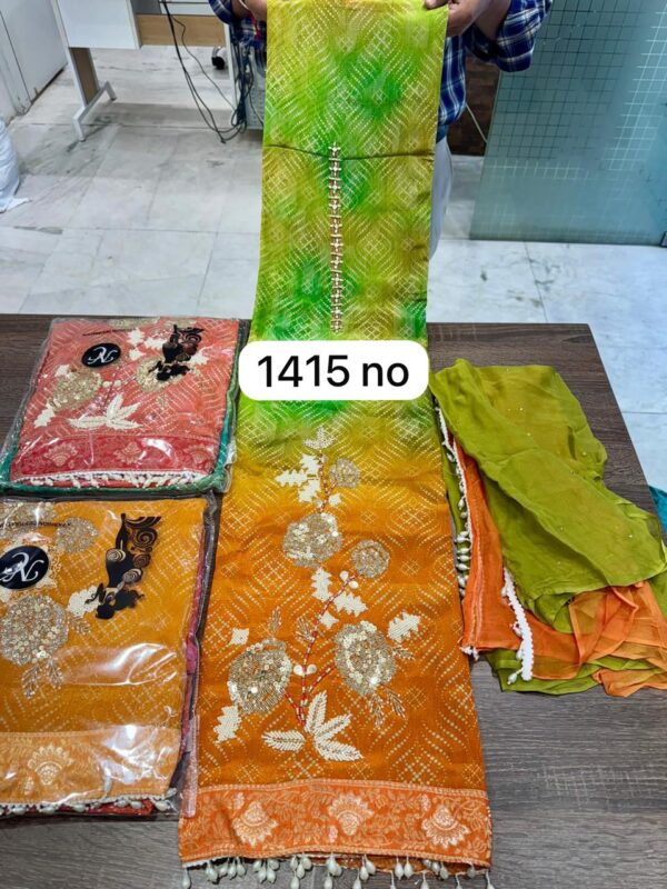 Navkriti Burberry Top Pure Chiffon Dupatta Unstitched Suits