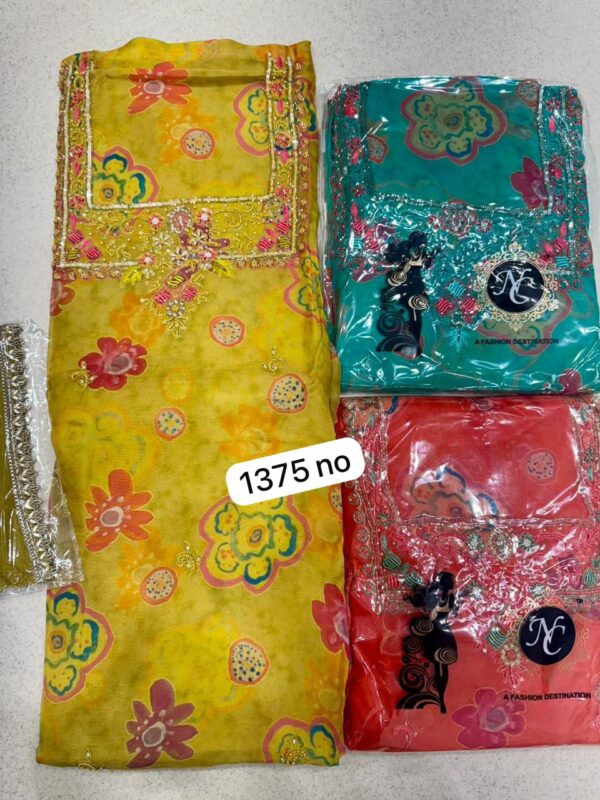 Navkriti Organza Top Pure Chiffon Dupatta Unstitched Suits