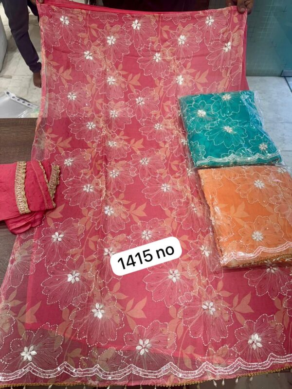 Navkriti Burberry Top Pure Chiffon Dupatta Unstitched Suits