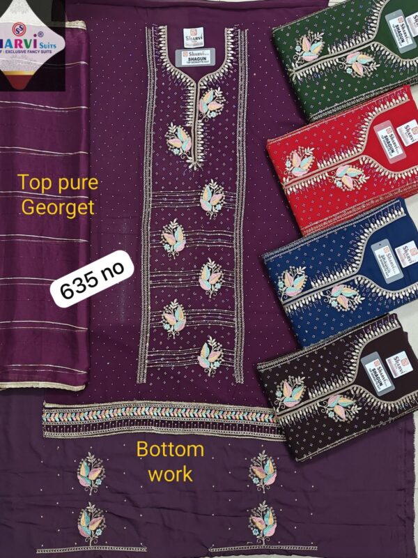 188546 Sharvi Georgette Top Nazneen Dupatta Unstitched Suits