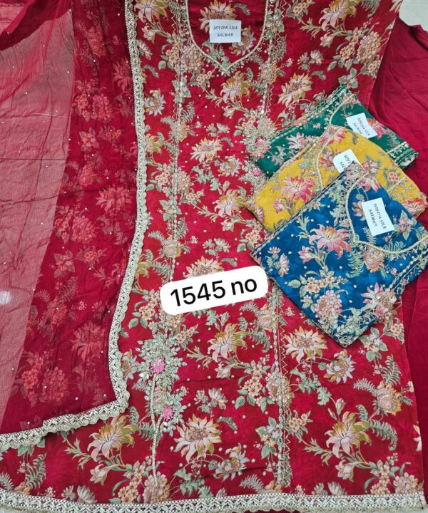 SCAK Organza Top Pure Chiffon Dupatta Unstitched Suits