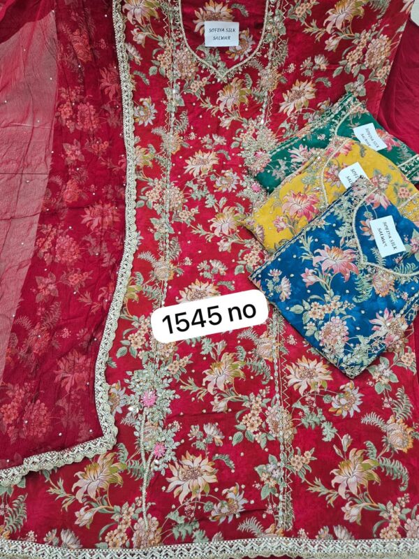 SCAK Organza Top Pure Chiffon Dupatta Unstitched Suits
