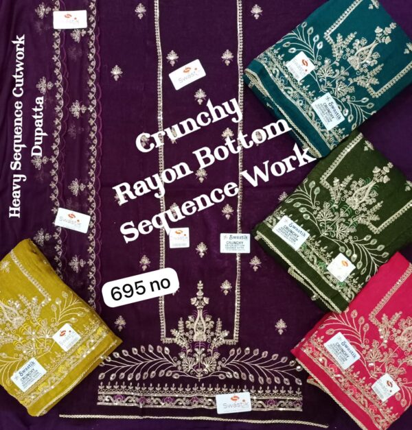 Swastik Crunchy Top Nazneen Dupatta Unstitched Suits