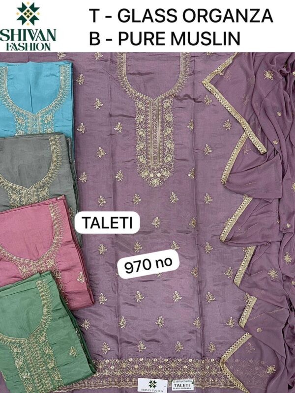 Shivansh Organza Top Pure Chiffon Dupatta Unstitched Suits