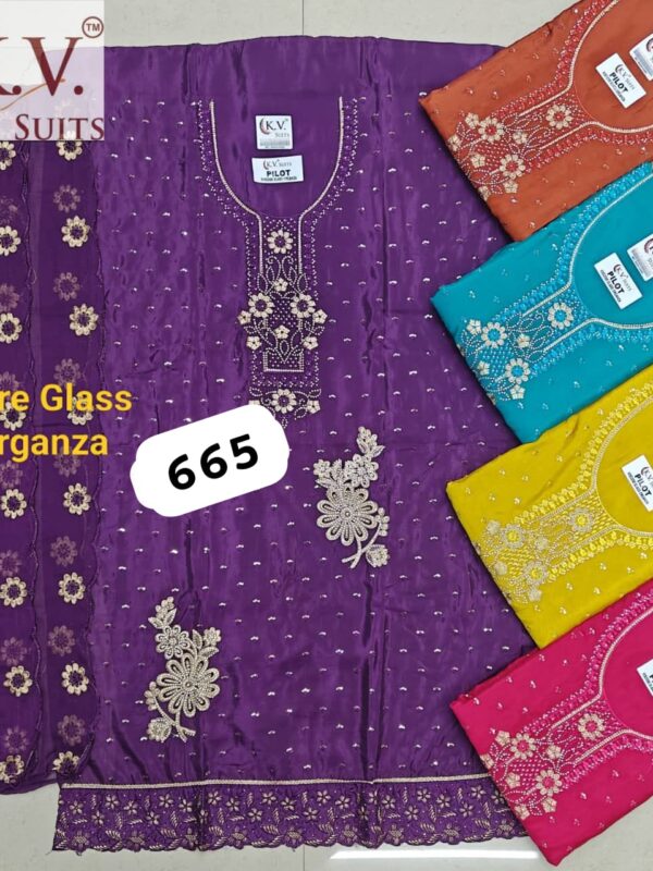 245195 KV Glass Top Nazneen Dupatta Unstitched Suits
