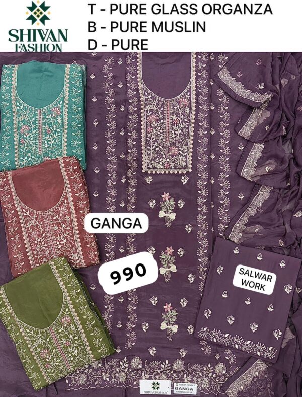 Shivansh Glass Top Pure Chiffon Dupatta Unstitched Suits