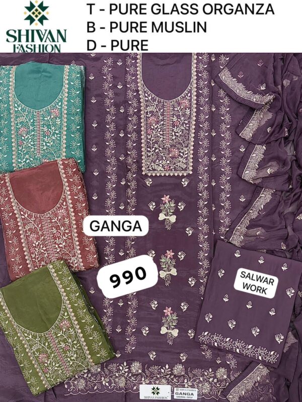 252228 Shivansh Glass Top Pure Chiffon Dupatta Unstitched Suits