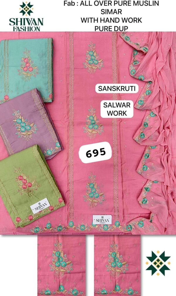 252258 Shivansh Muslin Top Pure Chiffon Dupatta Unstitched Suits