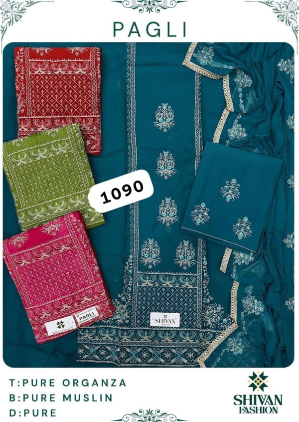 Shivansh Organza Top Pure Chiffon Dupatta Unstitched Suits