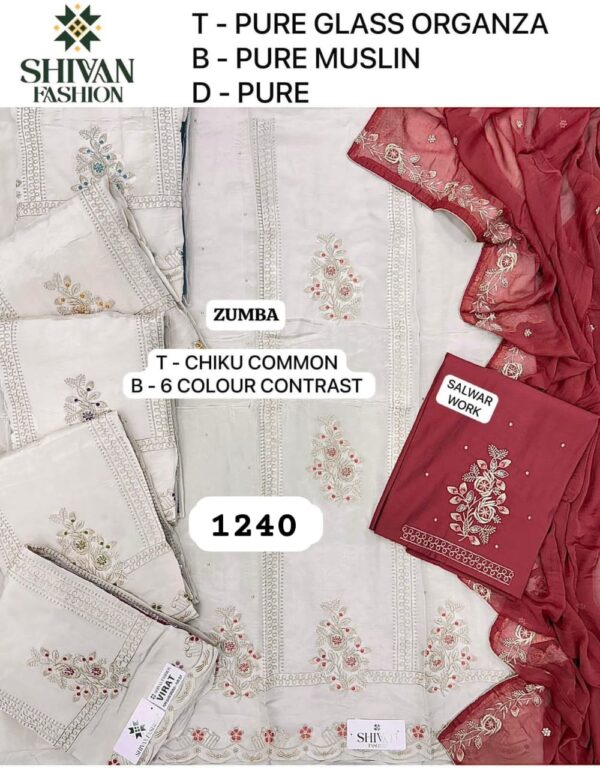 Shivansh Glass Top Pure Chiffon Dupatta Unstitched Suits