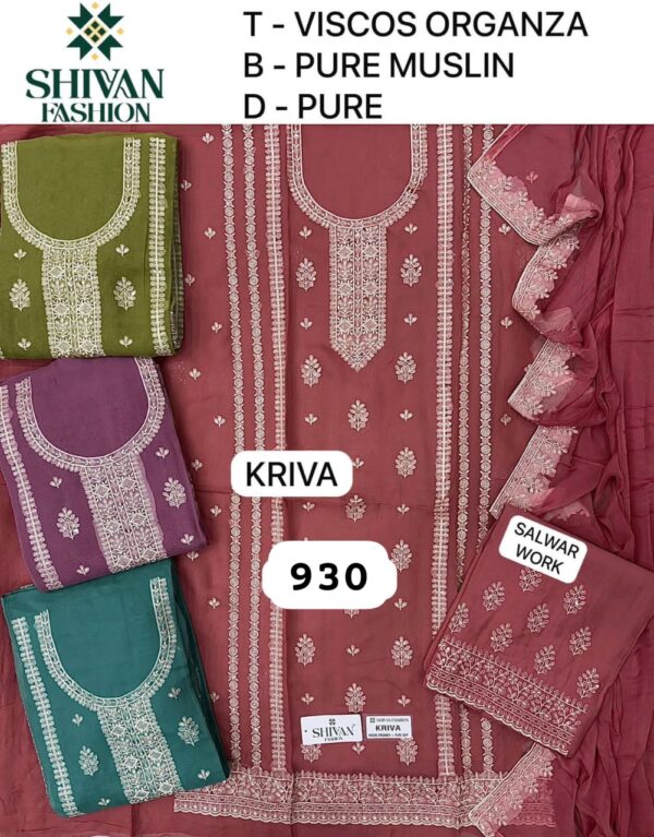 252356 Shivansh Organza Top Pure Chiffon Dupatta Unstitched Suits