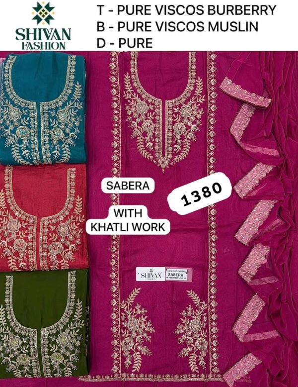 Shivansh Burberry Top Pure Chiffon Dupatta Unstitched Suits