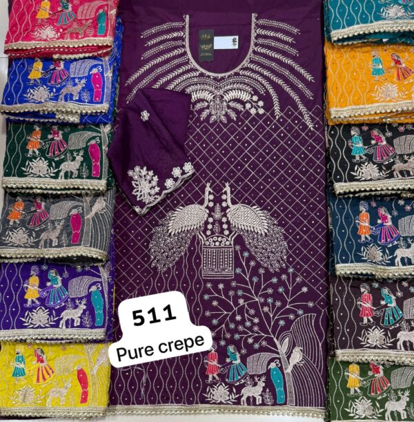 SCAK Crepe Top Nazneen Dupatta Unstitched Suits