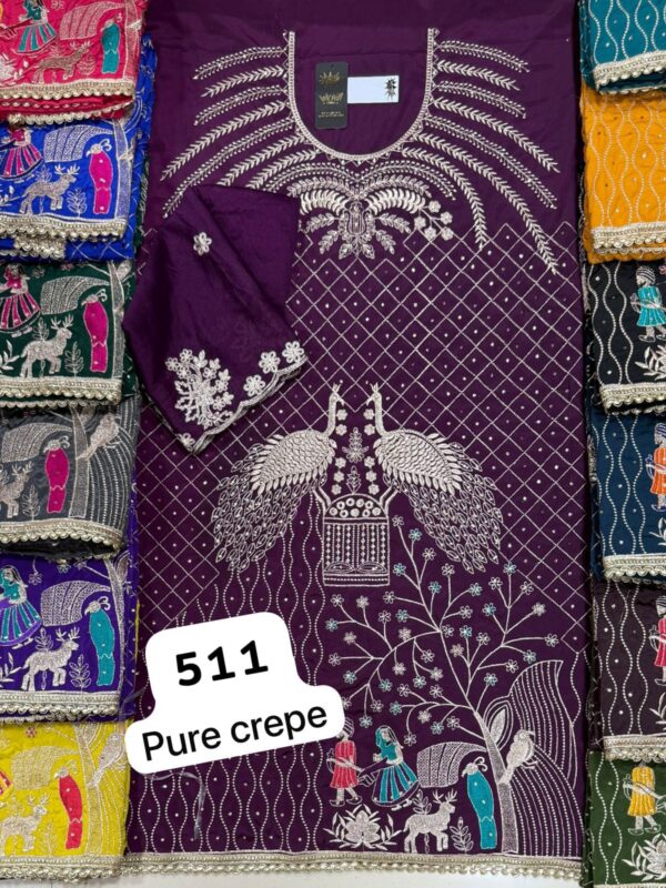 254935 SCAK Crepe Top Nazneen Dupatta Unstitched Suits