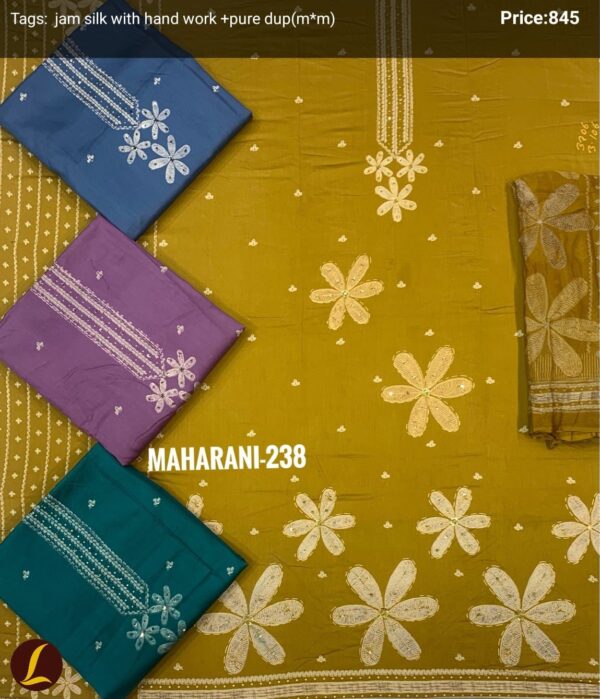 256493 Lalee Jaam Top Pure Chiffon Dupatta Unstitched Suits