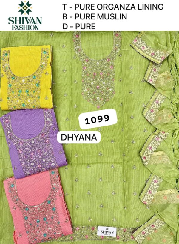 SCAK Organza Top Pure Chiffon Dupatta Unstitched Suits