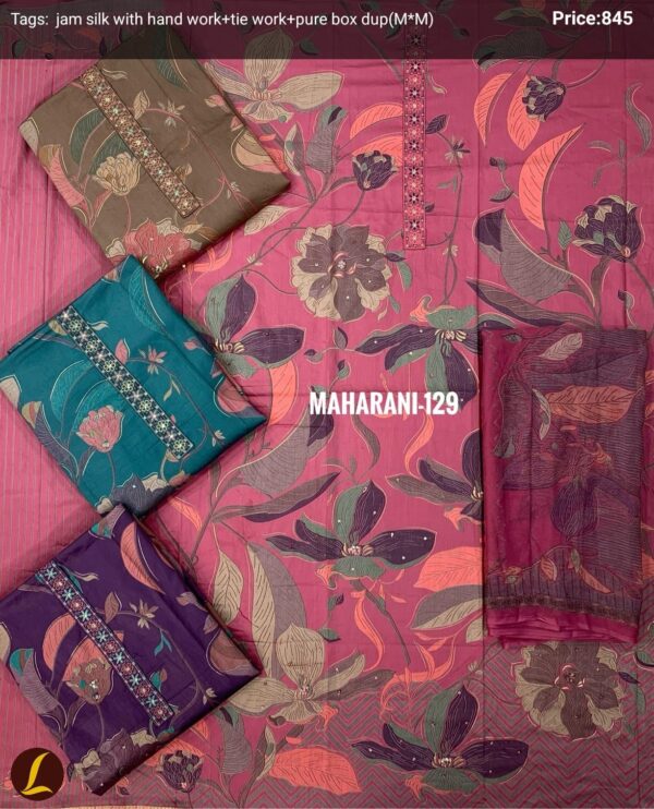 257156 Lalee Jaam Top Pure Chiffon Dupatta Unstitched Suits