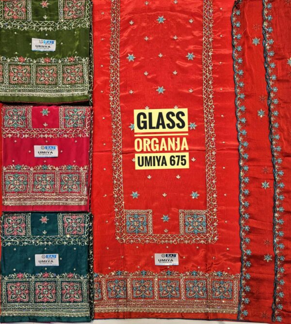 Raj Silk Mills Glass Top Nazneen Dupatta Unstitched Suits