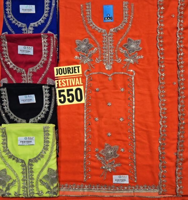 Raj Silk Mills Georgette Top Nazneen Dupatta Unstitched Suits