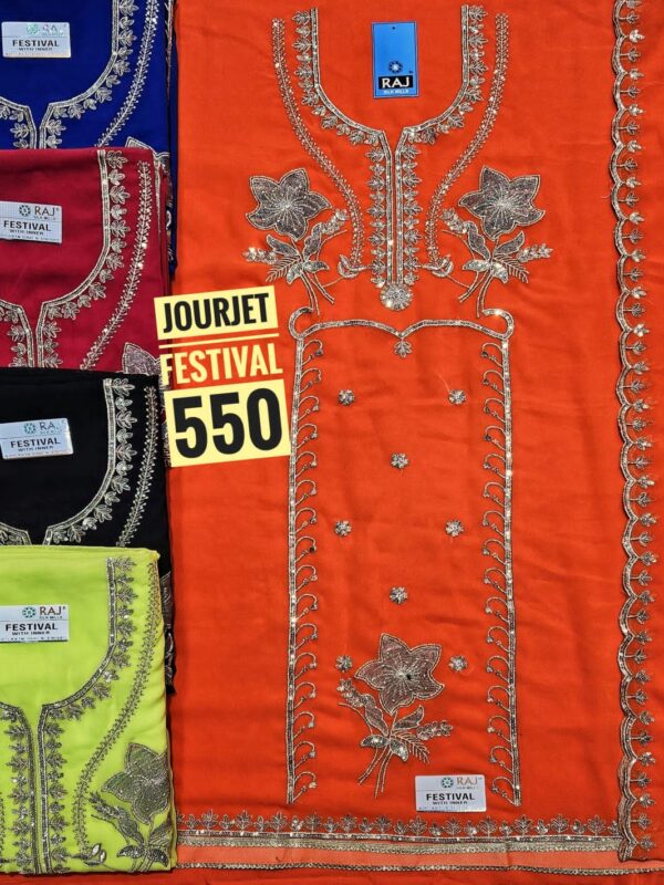 Raj Silk Mills Georgette Top Nazneen Dupatta Unstitched Suits