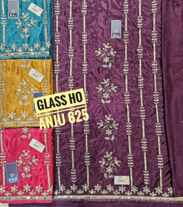 262366 Raj Silk Mills Glass Top Nazneen Dupatta Unstitched Suits