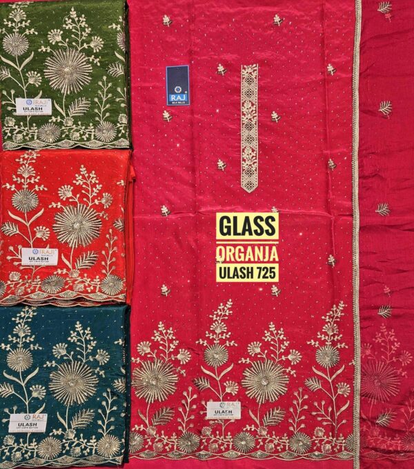 Raj Silk Mills Glass Top Nazneen Dupatta Unstitched Suits