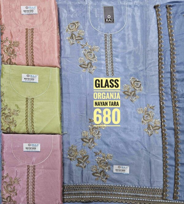 Raj Silk Mills Organza Top Nazneen Dupatta Unstitched Suits