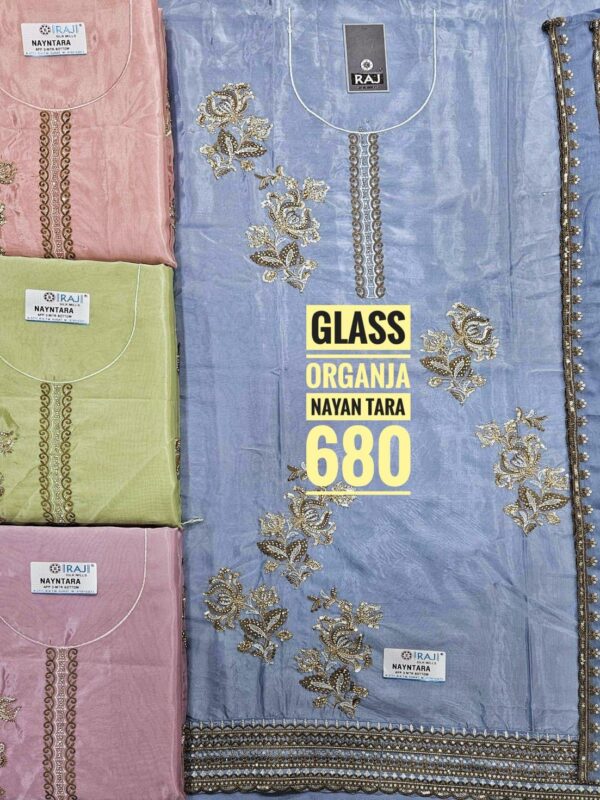 Raj Silk Mills Organza Top Nazneen Dupatta Unstitched Suits
