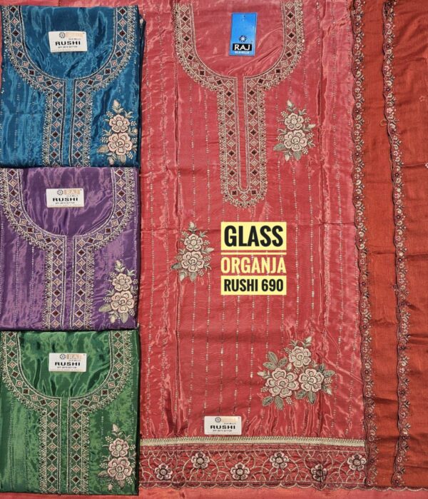 Raj Silk Mills Glass Top Nazneen Dupatta Unstitched Suits