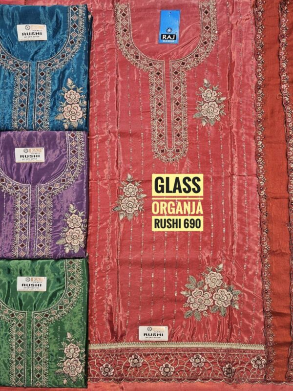 Raj Silk Mills Glass Top Nazneen Dupatta Unstitched Suits