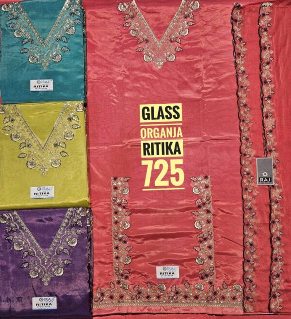 Raj Silk Mills Glass Top Nazneen Dupatta Unstitched Suits