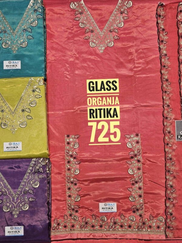 Raj Silk Mills Glass Top Nazneen Dupatta Unstitched Suits