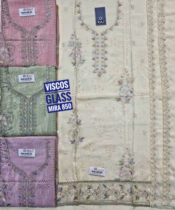 Raj Silk Mills Glass Top Nazneen Dupatta Unstitched Suits