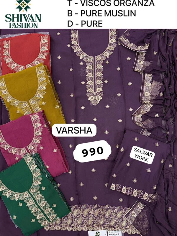 Swastik Organza Top Pure Chiffon Dupatta Unstitched Suits