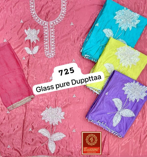 Bansuri Glass Top Pure Chiffon Dupatta Unstitched Suits