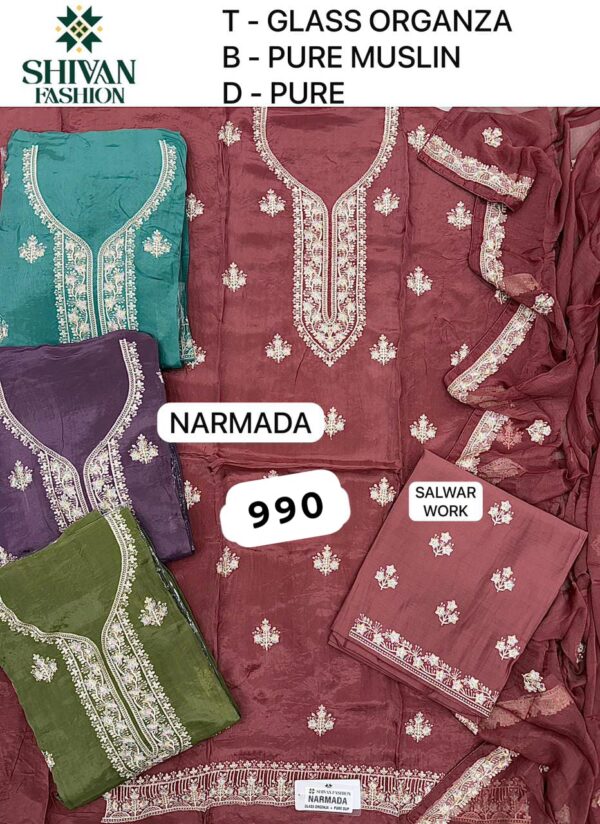 Shivansh Glass Top Pure Chiffon Dupatta Unstitched Suits