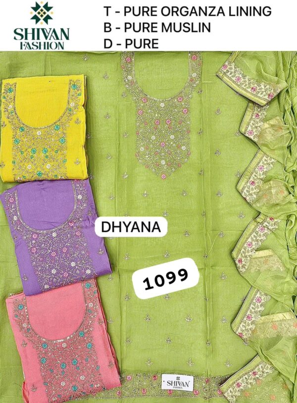 263779 Shivansh Organza Top Pure Chiffon Dupatta Unstitched Suits