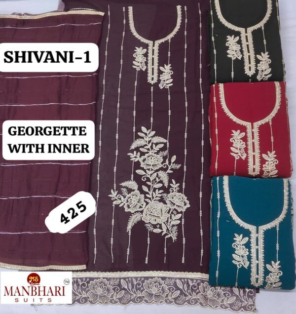 SCAK Georgette Top Nazneen Dupatta Unstitched Suits