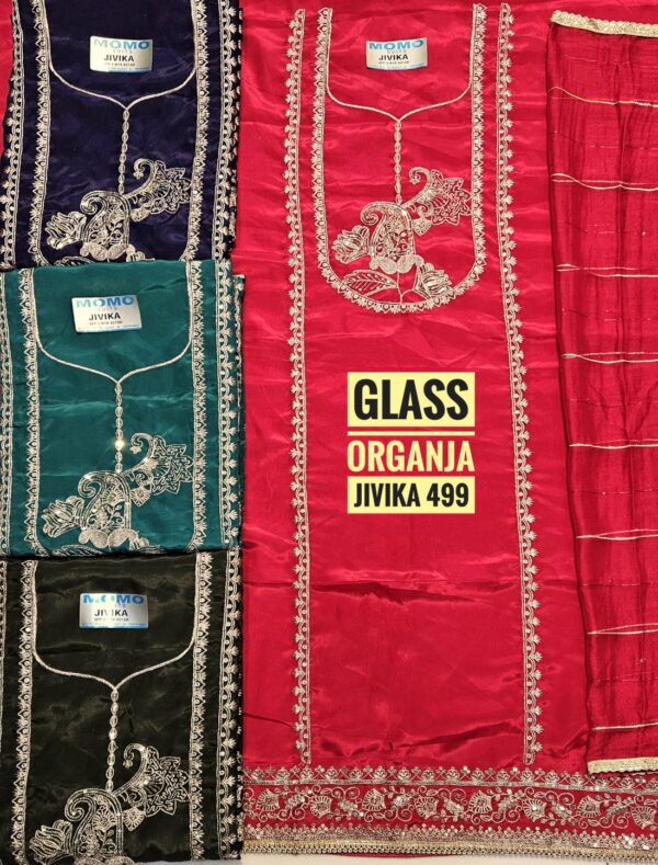 Raj Silk Mills Glass Top Nazneen Dupatta Unstitched Suits