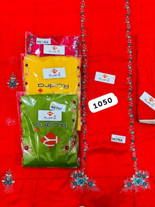 343863 Rudra Burberry Top Pure Chiffon Dupatta Unstitched Suits