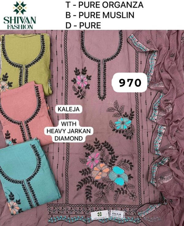 Shivansh Organza Top Pure Chiffon Dupatta Unstitched Suits