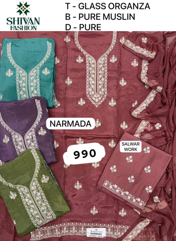 Shivansh Organza Top Pure Chiffon Dupatta Unstitched Suits