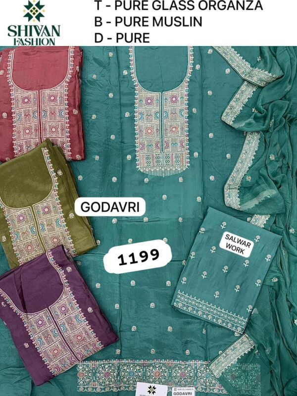 343889 Shivansh Glass Top Pure Chiffon Dupatta Unstitched Suits