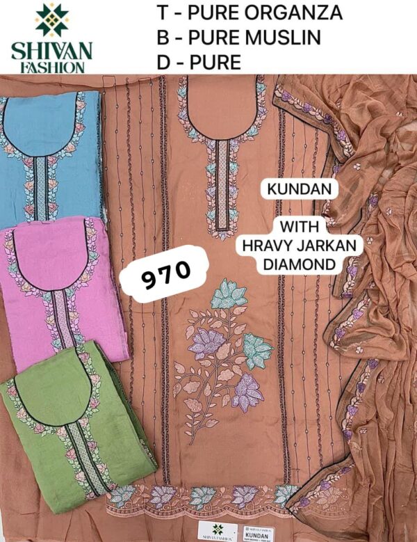Shivansh Organza Top Pure Chiffon Dupatta Unstitched Suits