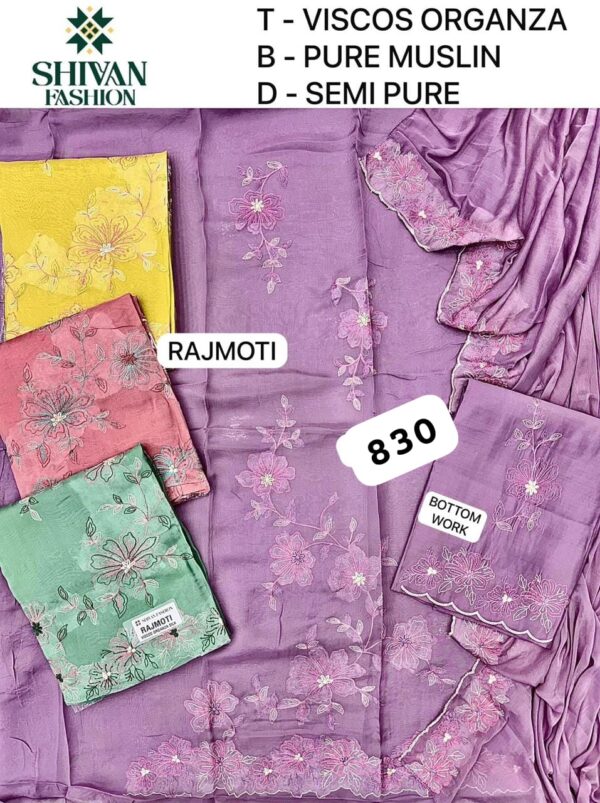 Shivansh Organza Top Pure Chiffon Dupatta Unstitched Suits