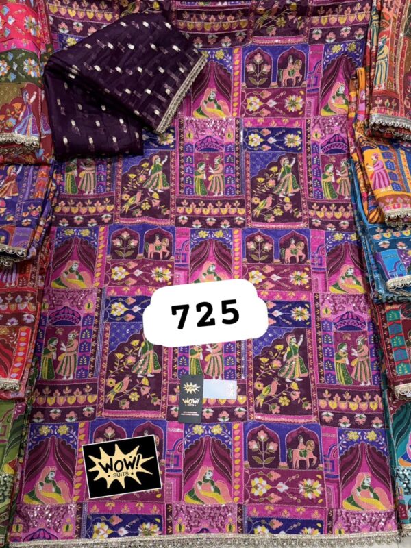 Wow Crepe Top Nazneen Dupatta Unstitched Suits